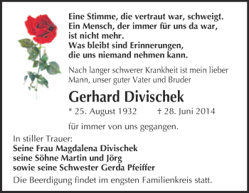 Traueranzeige von Erich Büchse von Mitteldeutsche Zeitung Mansfelder Land
