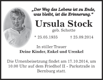 Traueranzeige von Theresia Kowalski von Mitteldeutsche Zeitung Köthen