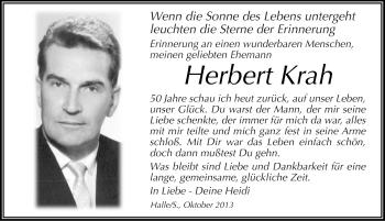 Traueranzeige von Herbert Krah von Mitteldeutsche Zeitung Halle/Saalkreis