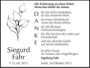 Traueranzeige von Siegurd Fahr von Mitteldeutsche Zeitung Halle/Saalkreis