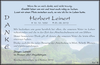 Traueranzeige von Herbert Leinert von Mitteldeutsche Zeitung Weißenfels