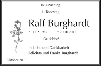 Traueranzeige von Ralf Burghardt von Mitteldeutsche Zeitung