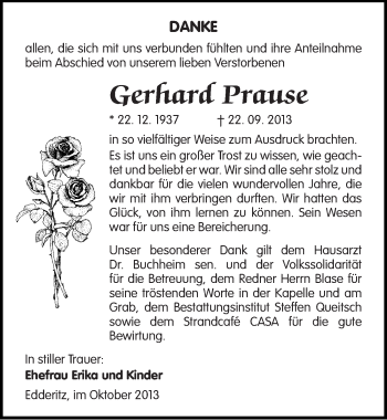 Traueranzeige von Gerhard Prause von Mitteldeutsche Zeitung Köthen