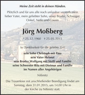 Traueranzeige von Hans-Joachim Frescura von Mitteldeutsche Zeitung Köthen
