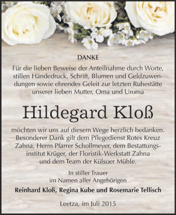 Traueranzeige von Lena Schmelzer von Mitteldeutsche Zeitung Quedlinburg