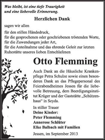 Traueranzeige von Otto Flemming von Super Sonntag Wittenberg
