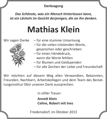Traueranzeige von Mathias Klein von Super Sonntag Merseburg