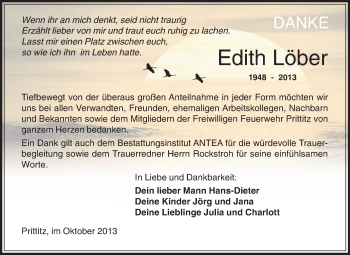 Traueranzeige von Edith Löber von WVG - Wochenspiegel NMB / WSF / ZTZ