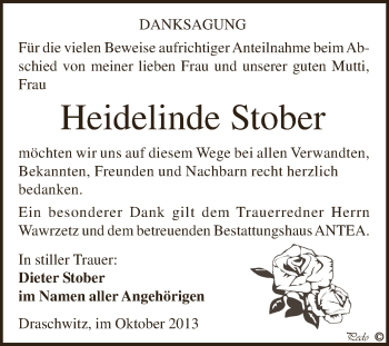 Traueranzeige von Heidelinde Stober von Super Sonntag Zeitz