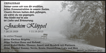 Traueranzeige von Joachim Klöppel von Super Sonntag Zeitz