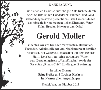 Traueranzeige von Gerold Möller von WVG - Wochenspiegel Merseburg