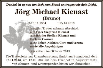 Traueranzeige von Jörg Michael Kienast von Super Sonntag SGH Mansf. Land