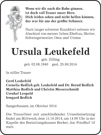 Traueranzeige von Bärbel Ullrich von Mitteldeutsche Zeitung Wittenberg