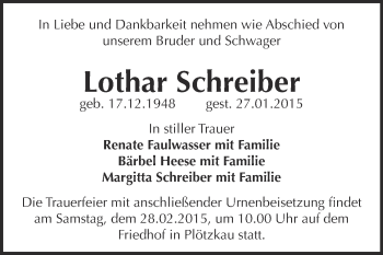 Traueranzeige von Horst Scheibe von Mitteldeutsche Zeitung Naumburg/Nebra