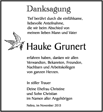 Traueranzeige von Hauke Grunert von Mitteldeutsche Zeitung Naumburg/Nebra