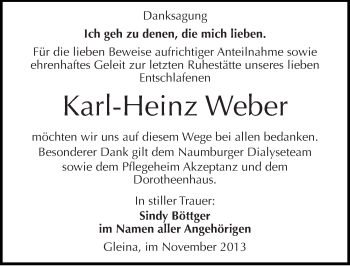 Traueranzeige von Karl-Heinz Weber von Mitteldeutsche Zeitung Naumburg/Nebra