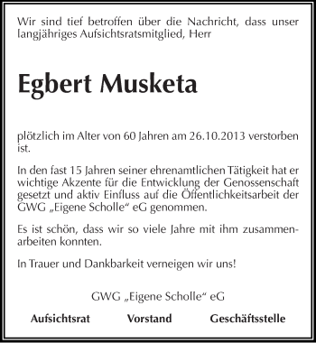 Traueranzeige von Egbert Musketa von Mitteldeutsche Zeitung Halle/Saalkreis