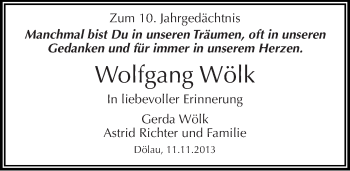Traueranzeige von Wolfgang Wölk von Mitteldeutsche Zeitung Halle/Saalkreis