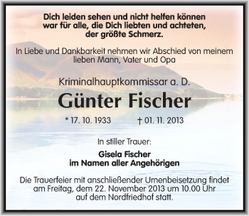 Traueranzeige von Günter Fischer von Mitteldeutsche Zeitung Halle/Saalkreis