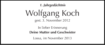 Traueranzeige von Wolfgang Koch von Mitteldeutsche Zeitung Naumburg/Nebra