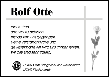 Traueranzeige von Rolf Otte von Mitteldeutsche Zeitung Sangerhausen