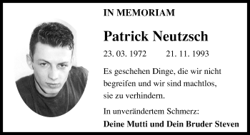 Traueranzeige von Patrick Neutzsch von Mitteldeutsche Zeitung