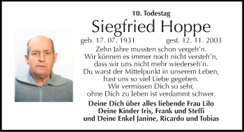 Traueranzeige von Siegfried Hoppe von Mitteldeutsche Zeitung Naumburg/Nebra