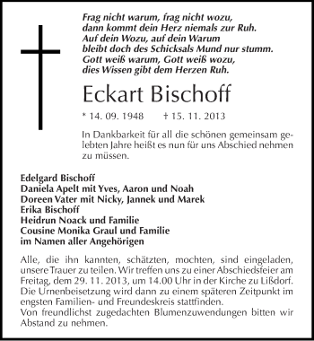 Traueranzeige von Eckart Bischoff von Mitteldeutsche Zeitung Naumburg/Nebra