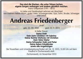 Traueranzeige von Andreas Friedenberger von Mitteldeutsche Zeitung Wittenberg