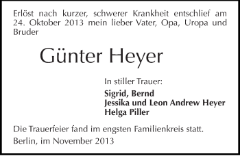 Traueranzeige von Günter Heyer von Mitteldeutsche Zeitung Dessau-Roßlau