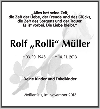 Traueranzeige von Rolf Müller von Mitteldeutsche Zeitung