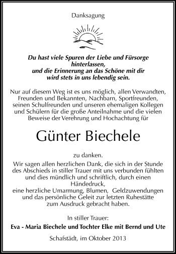 Traueranzeige von Günter Biechele von Super Sonntag Merseburg