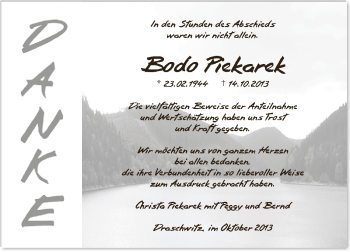 Traueranzeige von Bodo Piekarek von Super Sonntag Zeitz
