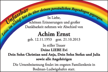 Traueranzeige von Achim Ernst von WVG - Wochenspiegel Wittenberg