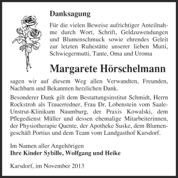 Traueranzeige von Margarete Hörschelmann von WVG - Wochenspiegel NMB / WSF / ZTZ