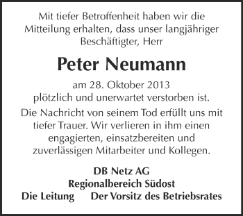 Traueranzeige von Peter Neumann von WVG - Wochenspiegel Halle