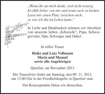 Traueranzeige von Schorschi  von WVG - Wochenspiegel Merseburg