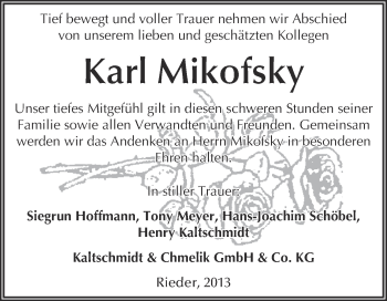 Traueranzeige von Karl Mikofsky von Super Sonntag Quedlinburg