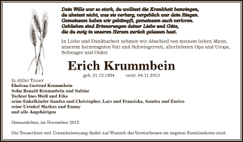 Traueranzeige von Erich Krummbein von Super Sonntag Bernburg
