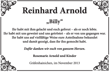 Traueranzeige von Reinhard Arnold von WVG - Wochenspiegel Wittenberg