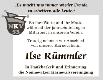 Traueranzeige von Ilse Rümmler von Super Sonntag Zeitz