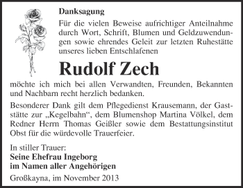 Traueranzeige von Rudolf Zech von Super Sonntag Merseburg