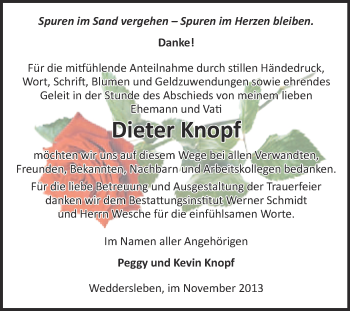 Traueranzeige von Dieter Knopf von WVG - Wochenspiegel Quedlinburg