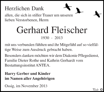 Traueranzeige von Gerhard Fleischer von Super Sonntag Zeitz