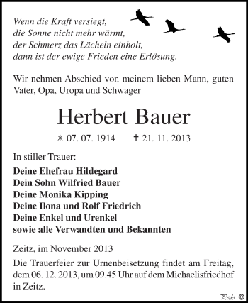 Traueranzeige von Gerhard Fleischer von Super Sonntag Zeitz
