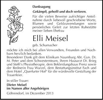 Traueranzeige von Elli Meisel von Mitteldeutsche Zeitung