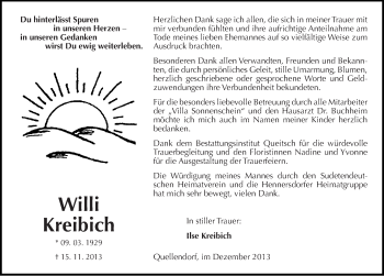Traueranzeige von Willi Kreibich von Mitteldeutsche Zeitung Köthen