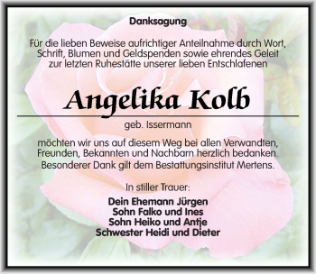 Traueranzeige von Angelika Kolb von Mitteldeutsche Zeitung Naumburg/Nebra