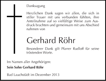 Traueranzeige von Gerhard Röhr von Mitteldeutsche Zeitung Merseburg/Querfurt