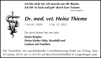 Traueranzeige von Heinz Thieme von Mitteldeutsche Zeitung Halle/Saalkreis